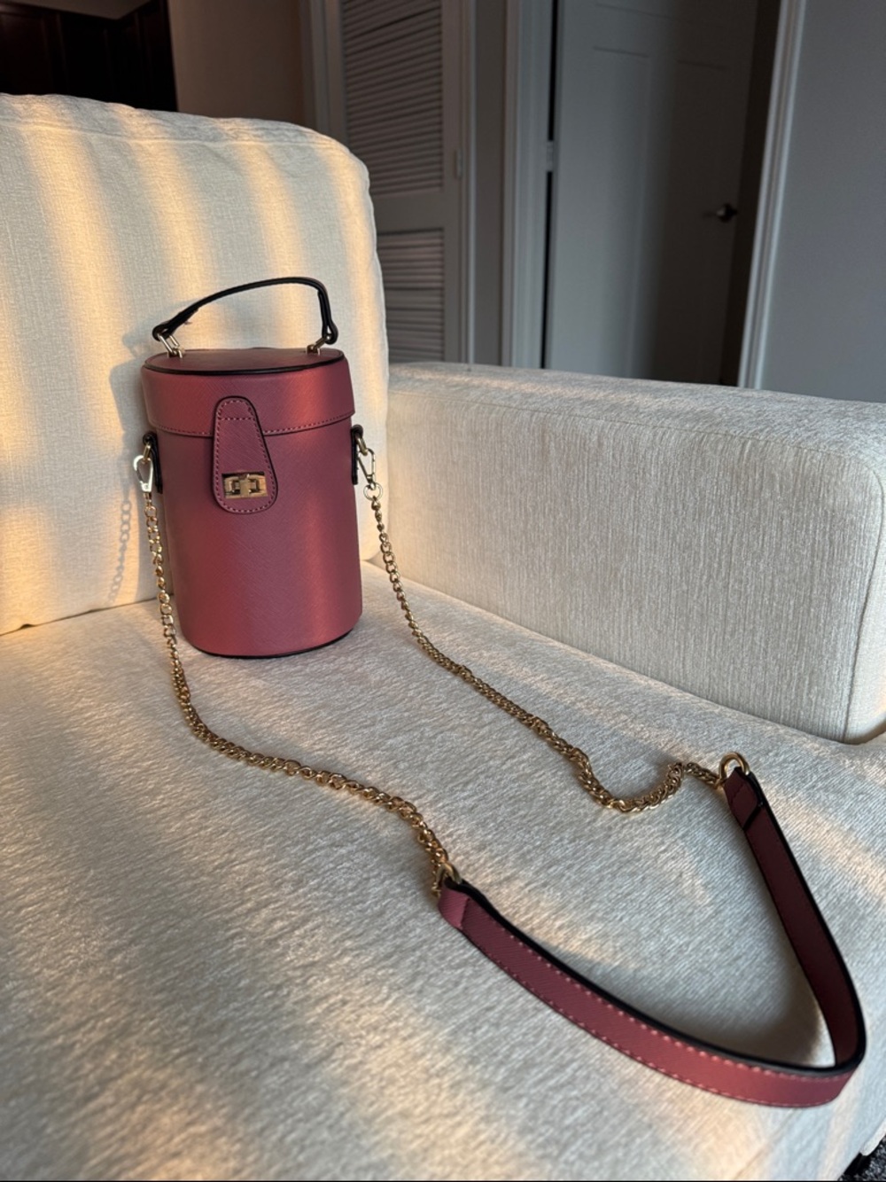 Women’s Cylinder Crossbody Bag in Burgundy